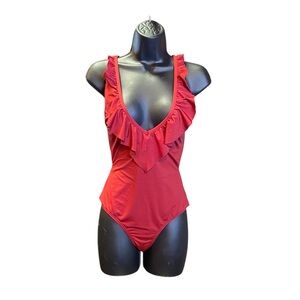 NWOT Zinke Deep Red Weekender One Piece Swimsuit Deep V M